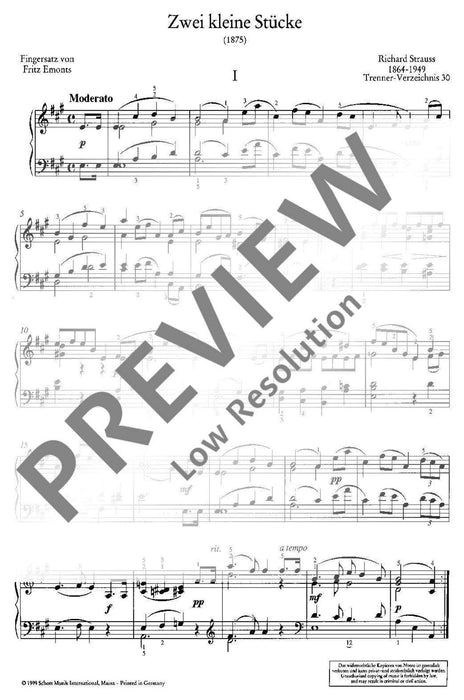 Two little Pieces o. Op. AV. 22 for piano 史特勞斯理查 小品 鋼琴 鋼琴獨奏 朔特版 | 小雅音樂 Hsiaoya Music