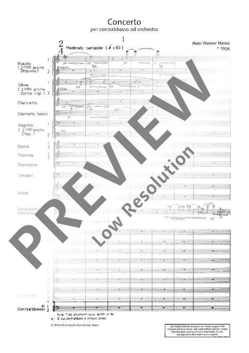 Concerto per contrabbasso ed orchestra 亨采 協奏曲 管弦樂團 總譜 朔特版 | 小雅音樂 Hsiaoya Music
