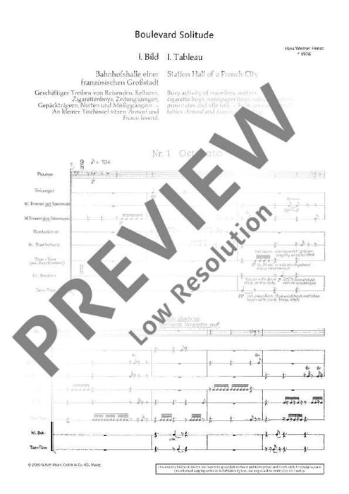Boulevard Solitude Lyrical drama in seven scenes 亨采 孤寂大道 總譜 朔特版 | 小雅音樂 Hsiaoya Music