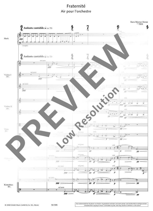 Fraternité Air pour l'orchestre 亨采 總譜 朔特版 | 小雅音樂 Hsiaoya Music