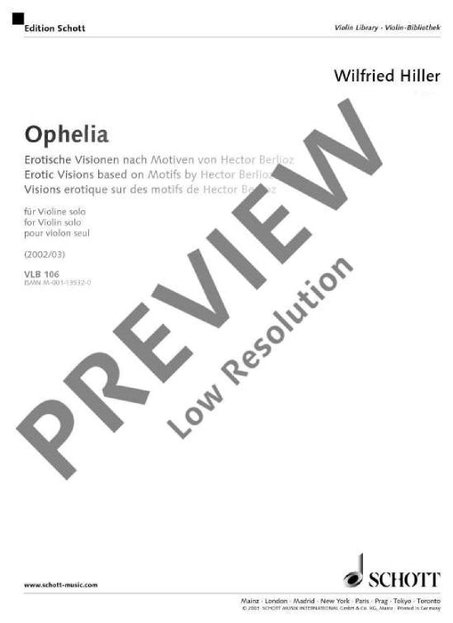 Ophelia Erotic visions based on motifs by Hector Berlioz 小提琴獨奏 朔特版 | 小雅音樂 Hsiaoya Music