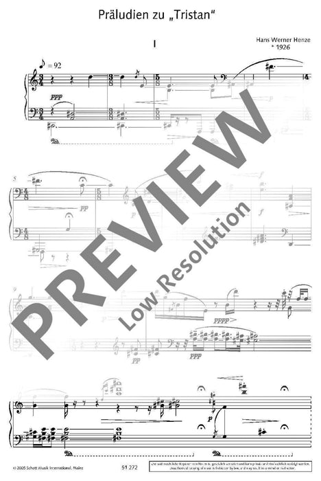 Preludes to Tristan 亨采 前奏曲崔斯坦 鋼琴獨奏 朔特版 | 小雅音樂 Hsiaoya Music