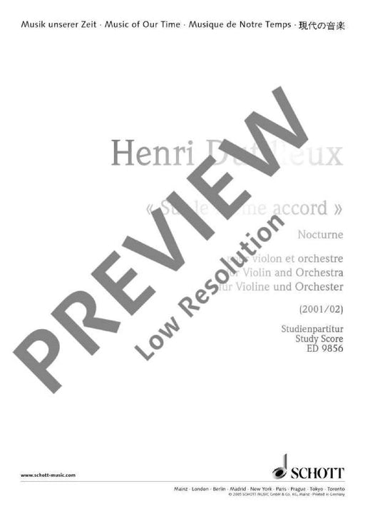 Sur le même accord Nocturne for Violin and Orchestra 迪悌耶 夜曲小提琴管弦樂團 總譜 朔特版 | 小雅音樂 Hsiaoya Music