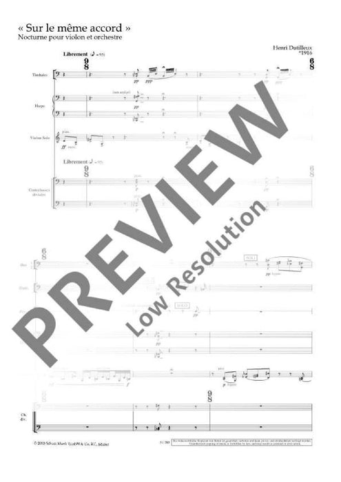 Sur le même accord Nocturne for Violin and Orchestra 迪悌耶 夜曲小提琴管弦樂團 總譜 朔特版 | 小雅音樂 Hsiaoya Music