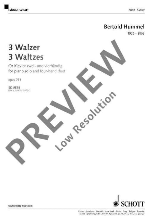 Three Waltzes op. 95 f 胡麥爾．貝托爾德 圓舞曲 4手聯彈(含以上) 朔特版 | 小雅音樂 Hsiaoya Music