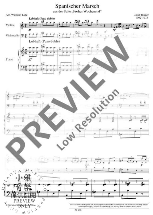 Spanish March Issue 8 from the suite "Happy Weekend" 鋼琴三重奏 西班牙花園之夜組曲 朔特版 | 小雅音樂 Hsiaoya Music