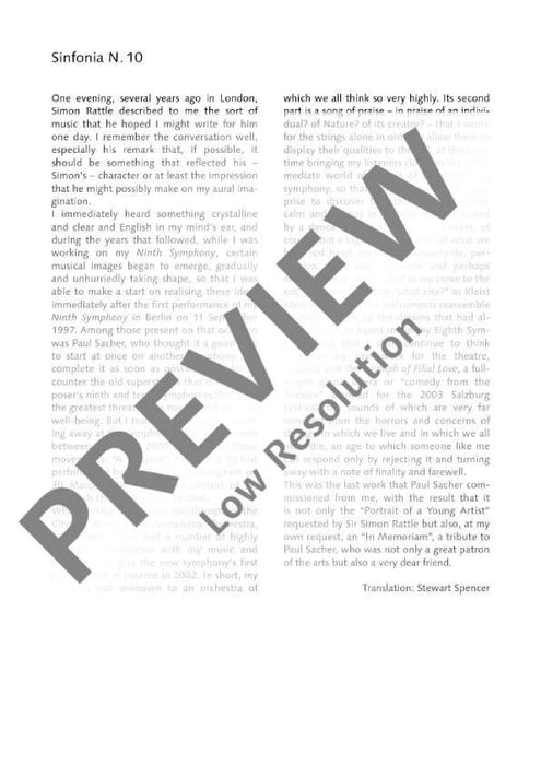 Sinfonia N. 10 in four movements for large orchestra 亨采 交響曲 樂章 管弦樂團 總譜 朔特版 | 小雅音樂 Hsiaoya Music