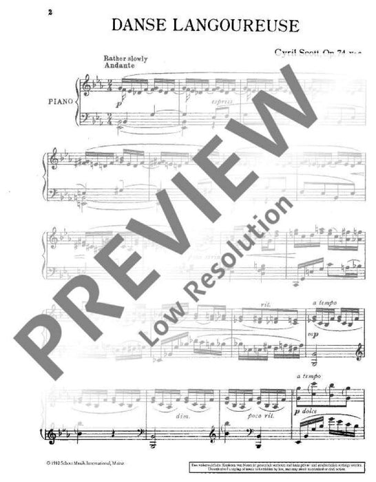 Danse Langoureuse op. 74/3 斯考特．西利爾 鋼琴獨奏 朔特版 | 小雅音樂 Hsiaoya Music