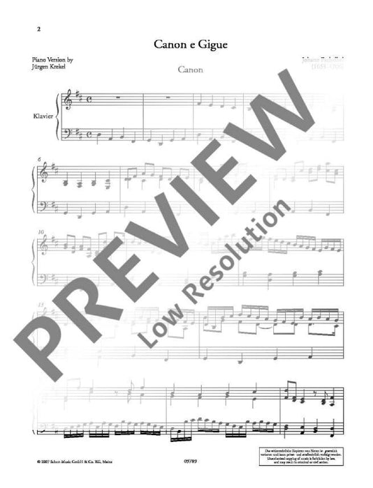 Canon Easy Arrangement for Piano 帕海貝爾約翰 卡農編曲鋼琴 鋼琴獨奏 朔特版 | 小雅音樂 Hsiaoya Music