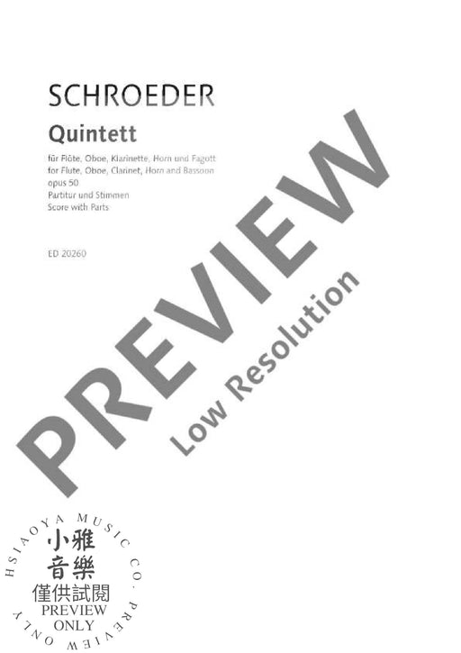 Quintet op. 50 木管五重奏 朔特版 | 小雅音樂 Hsiaoya Music