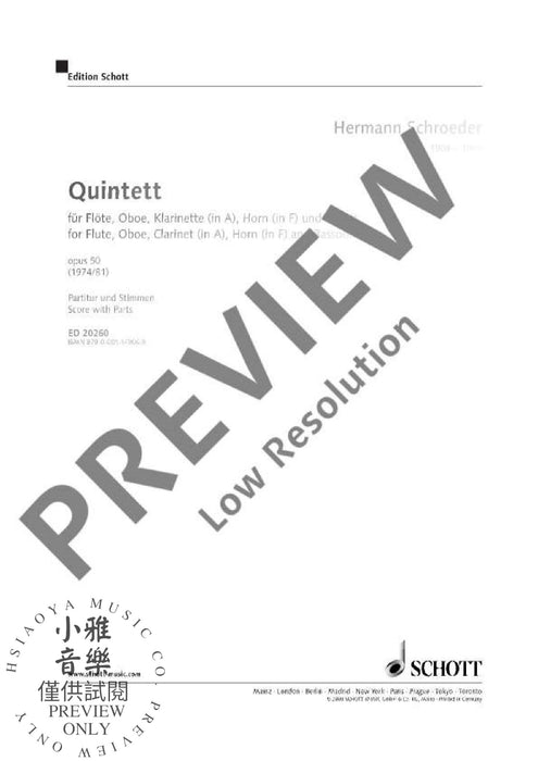 Quintet op. 50 木管五重奏 朔特版 | 小雅音樂 Hsiaoya Music