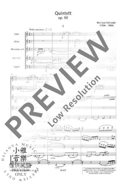 Quintet op. 50 木管五重奏 朔特版 | 小雅音樂 Hsiaoya Music