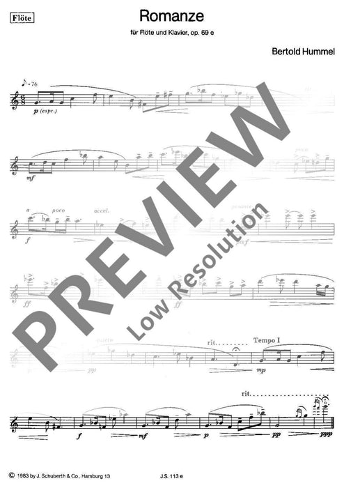 Romance op. 69e 胡麥爾．貝托爾德 浪漫曲 長笛加鋼琴 朔特版 | 小雅音樂 Hsiaoya Music