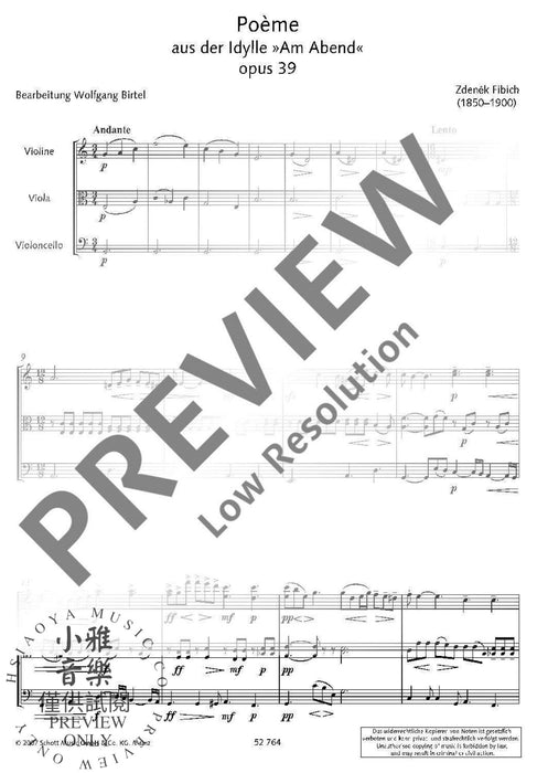 Poème op. 39 from the Idyll "At Twilight" 弦樂三重奏 詩曲田園曲 朔特版 | 小雅音樂 Hsiaoya Music