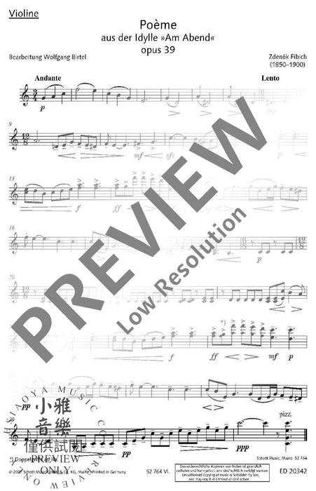 Poème op. 39 from the Idyll "At Twilight" 弦樂三重奏 詩曲田園曲 朔特版 | 小雅音樂 Hsiaoya Music