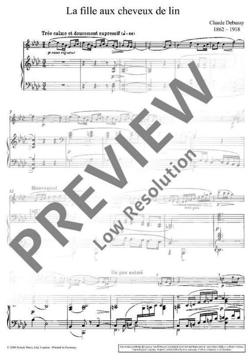 The Girl with the Flaxen Hair 德布西 棕髮少女 長笛加鋼琴 朔特版 | 小雅音樂 Hsiaoya Music