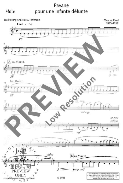 Pavane pour une infante défunte 木管五重奏 悼念早夭公主的帕望舞曲 朔特版 | 小雅音樂 Hsiaoya Music