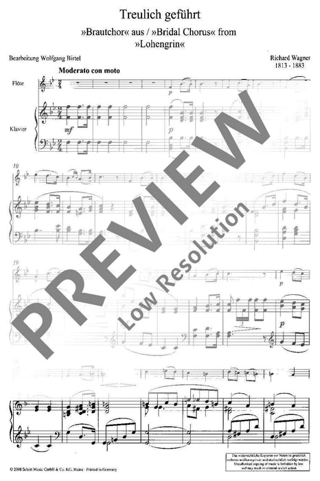 Treulich geführt WWV 75 Bridal Chorus from Lohengrin 華格納．理查 合唱羅恩格林 長笛加鋼琴 朔特版 | 小雅音樂 Hsiaoya Music
