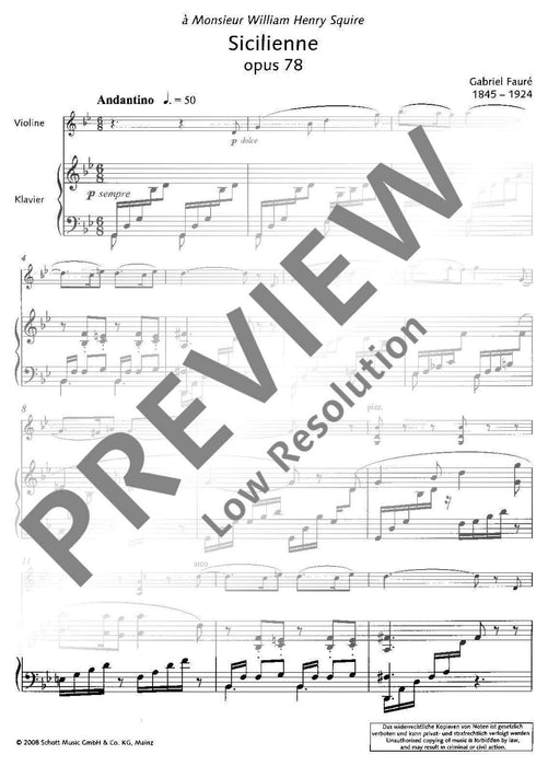 Sicilienne G minor op. 78 佛瑞 小調 小提琴加鋼琴 朔特版 | 小雅音樂 Hsiaoya Music