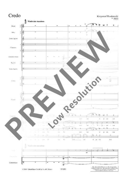 Credo for Soli (Soprano, Mezzo Soprano, Alto, Tenor, Bass), Children’s Choir, Mixed Choir and Orchestra 彭德瑞茲基 信經 次女高音中音男高音 合唱團 合唱團管弦樂團 總譜 朔特版 | 小雅音樂 Hsiaoya Music