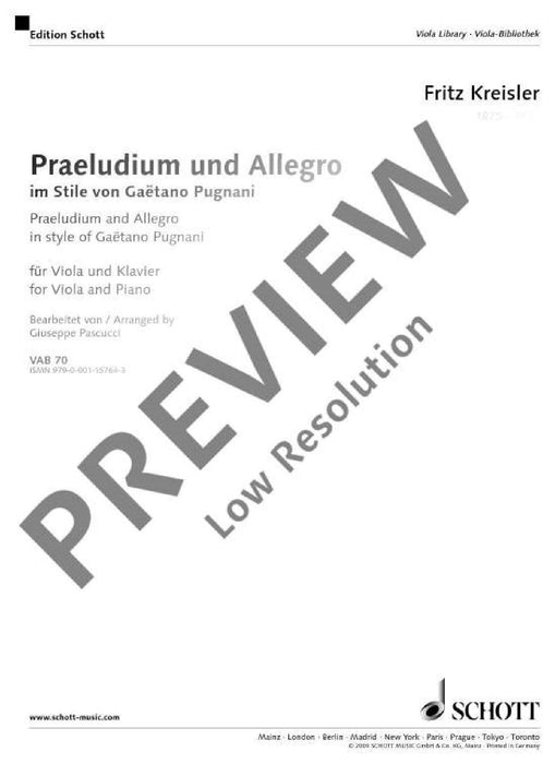 Praeludium and Allegro in Style of Gaetano Pugnani 克萊斯勒 前奏與快板風格 中提琴加鋼琴 朔特版 | 小雅音樂 Hsiaoya Music