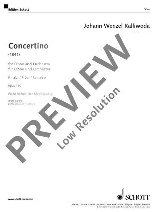 Concertino op. 110 卡利沃達 小協奏曲 雙簧管加鋼琴 朔特版 | 小雅音樂 Hsiaoya Music