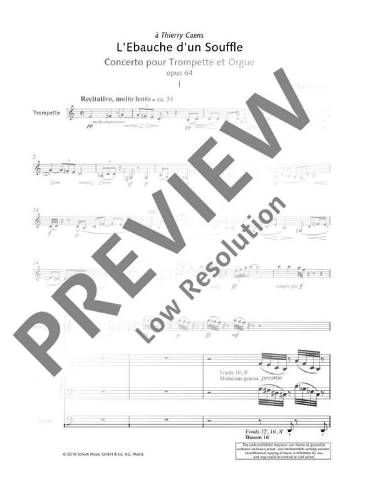 L'Ebauche d'un souffle op. 64 Concerto for Trumpet in C and Organ 協奏曲小號 管風琴 小號 1把以上加鋼琴 朔特版 | 小雅音樂 Hsiaoya Music