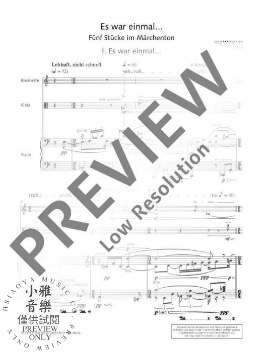 Once upon a time... Five pieces in fairy-tale style for clarinet, viola and piano 魏德曼 鋼琴三重奏 小品風格中提琴鋼琴 朔特版 | 小雅音樂 Hsiaoya Music