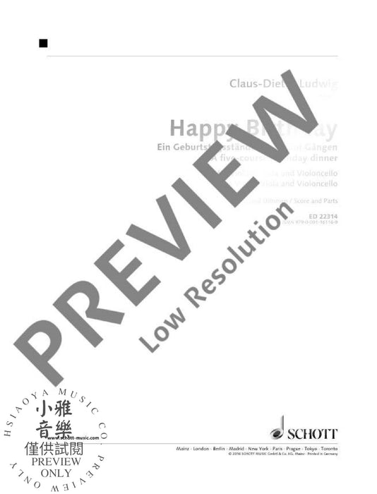 Happy Birthday A five-course Birthday dinner 弦樂三重奏 生日快樂歌 朔特版 | 小雅音樂 Hsiaoya Music