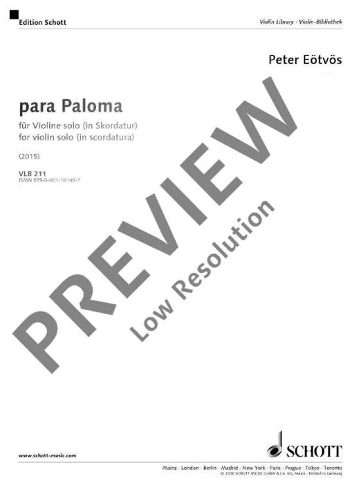 para Paloma for violin solo (in scordatura) 艾厄特沃斯 小提琴 小提琴獨奏 朔特版 | 小雅音樂 Hsiaoya Music