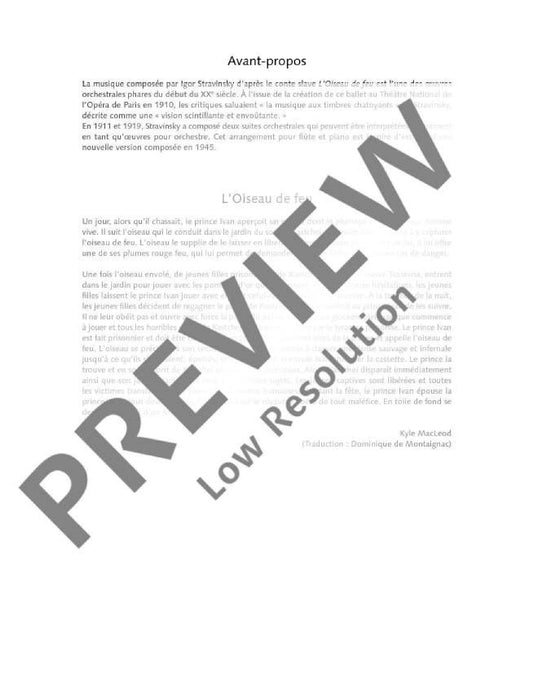 The Firebird (L'Oiseau de feu / Der Feuervogel) Selections of the suite for orchestra (1945) 斯特拉溫斯基．伊果 火鳥 組曲管弦樂團 長笛加鋼琴 朔特版 | 小雅音樂 Hsiaoya Music