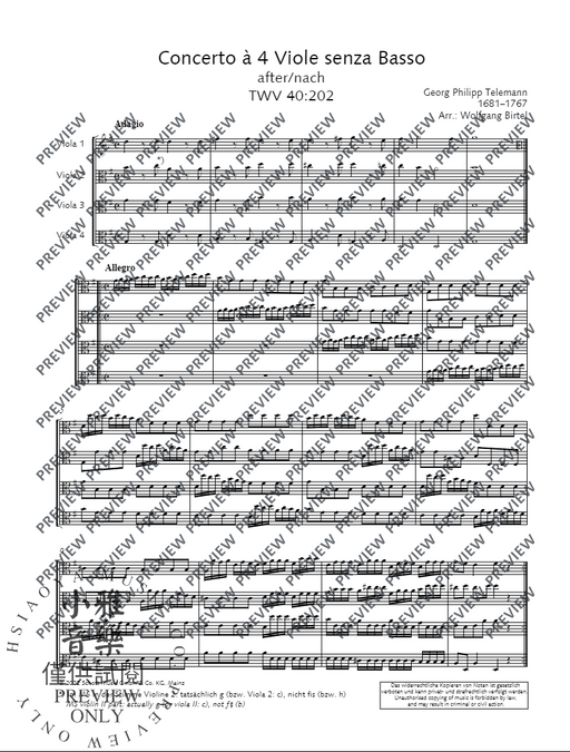 Concerto 泰勒曼 中提琴多把 協奏曲 朔特版 | 小雅音樂 Hsiaoya Music