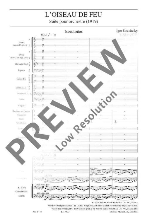 The Firebird (L'Oiseau de feu / Der Feuervogel) Suite for orchestra (1919) 斯特拉溫斯基．伊果 火鳥 組曲管弦樂團 總譜 朔特版 | 小雅音樂 Hsiaoya Music