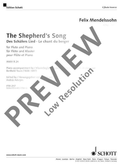 The Shepherd's Song MWV R 24 孟德爾頌．菲利克斯 歌 長笛獨奏 朔特版 | 小雅音樂 Hsiaoya Music