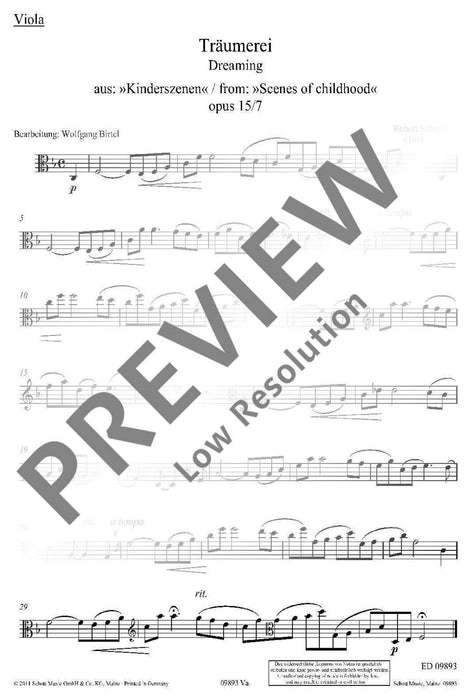 Dreaming op. 15/7 from Scenes of Childhood 舒曼．羅伯特 中提琴加鋼琴 朔特版 | 小雅音樂 Hsiaoya Music