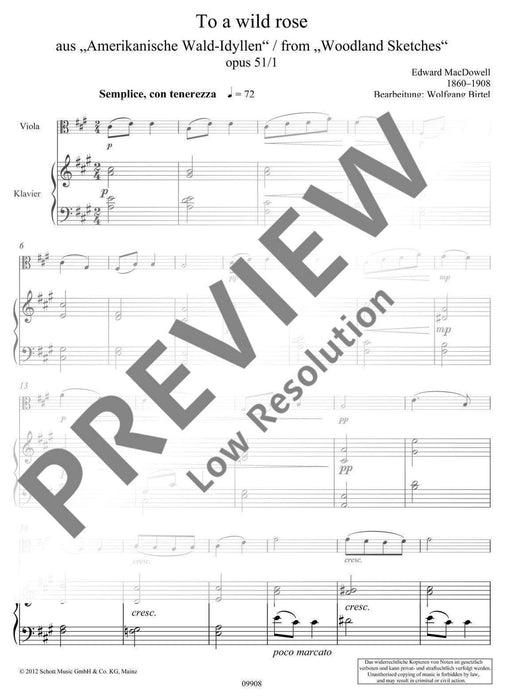 To a wild rose op. 51/1 from Woodland Sketches 麥克道爾 中提琴加鋼琴 朔特版 | 小雅音樂 Hsiaoya Music