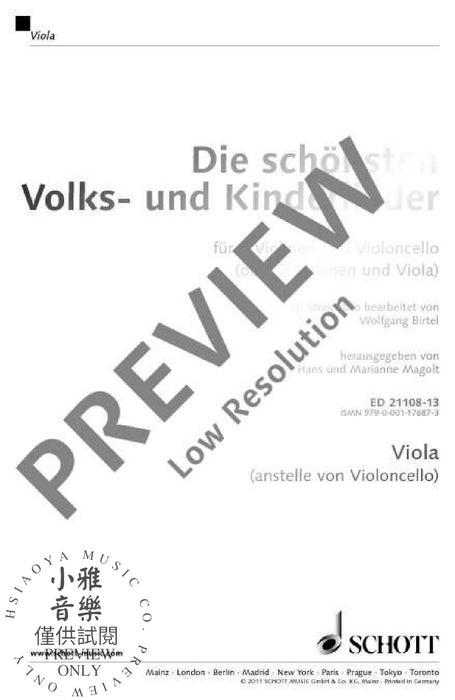 Die schönsten Volks- und Kinderlieder 弦樂三重奏 朔特版 | 小雅音樂 Hsiaoya Music