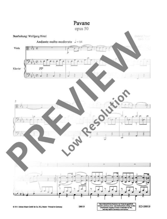 Pavane op. 50 佛瑞 帕凡 中提琴加鋼琴 朔特版 | 小雅音樂 Hsiaoya Music