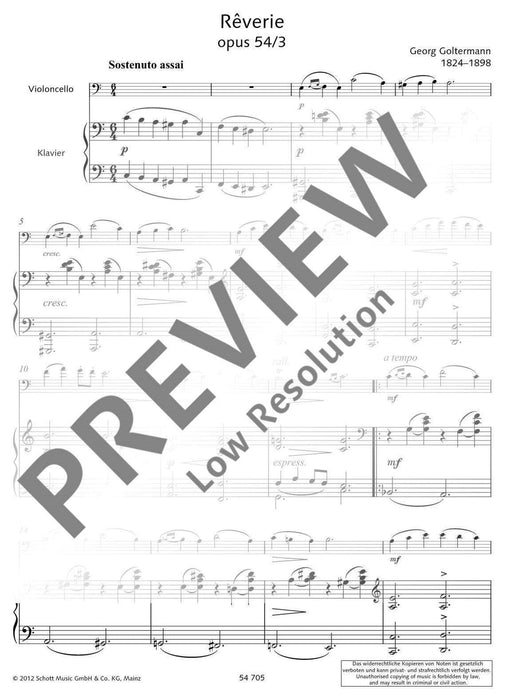 Rêverie A minor op. 54/3 哥特曼 小調 大提琴加鋼琴 朔特版 | 小雅音樂 Hsiaoya Music