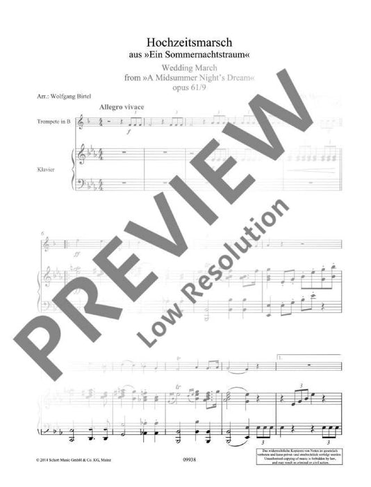 Wedding March op. 61/9 from Shakespeare's A Midsummer Night's Dream 孟德爾頌．菲利克斯 婚禮進行曲 仲夏夜之夢 小號 1把以上加鋼琴 朔特版 | 小雅音樂 Hsiaoya Music