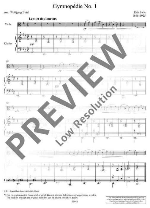 Gymnopédie No. 1 薩悌 裸體戰士舞吉諾佩迪 中提琴加鋼琴 朔特版 | 小雅音樂 Hsiaoya Music