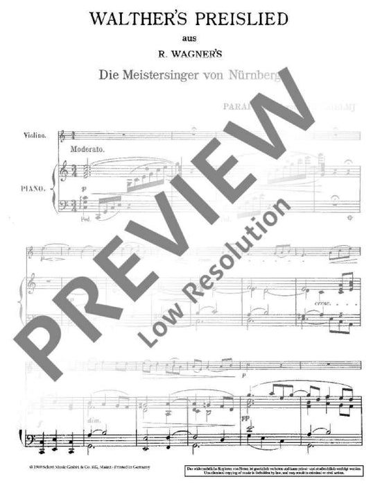 Walthers Preislied WWV 96 from the opera The Master-Singers of Nuremberg 華格納．理查 歌劇紐倫堡的名歌手 小提琴加鋼琴 朔特版 | 小雅音樂 Hsiaoya Music