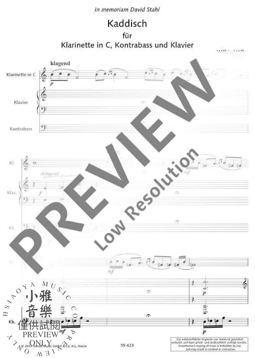 Kaddisch 鋼琴三重奏 朔特版 | 小雅音樂 Hsiaoya Music