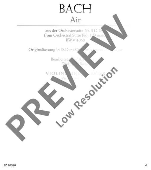 Air BWV 1068 from the Orchestral Suite No. 3 巴赫約翰‧瑟巴斯提安 管弦樂團組曲 小提琴加鋼琴 朔特版 | 小雅音樂 Hsiaoya Music