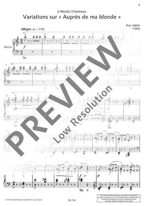 Variations sur Auprès de ma blonde 哈金 變奏曲 鋼琴獨奏 朔特版 | 小雅音樂 Hsiaoya Music