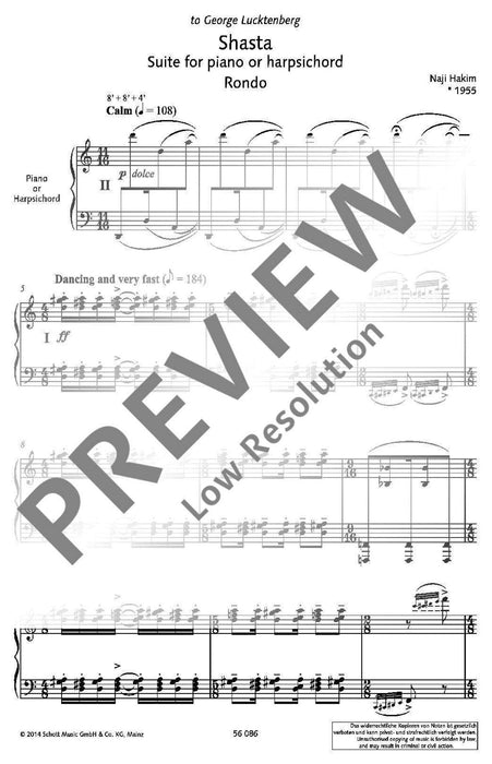 Shasta Suite for Harpsichord (Piano) 哈金 組曲大鍵琴 鋼琴獨奏 朔特版 | 小雅音樂 Hsiaoya Music