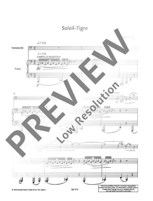 Soleil-Tigre for violoncello and piano 大提琴鋼琴 大提琴加鋼琴 朔特版 | 小雅音樂 Hsiaoya Music