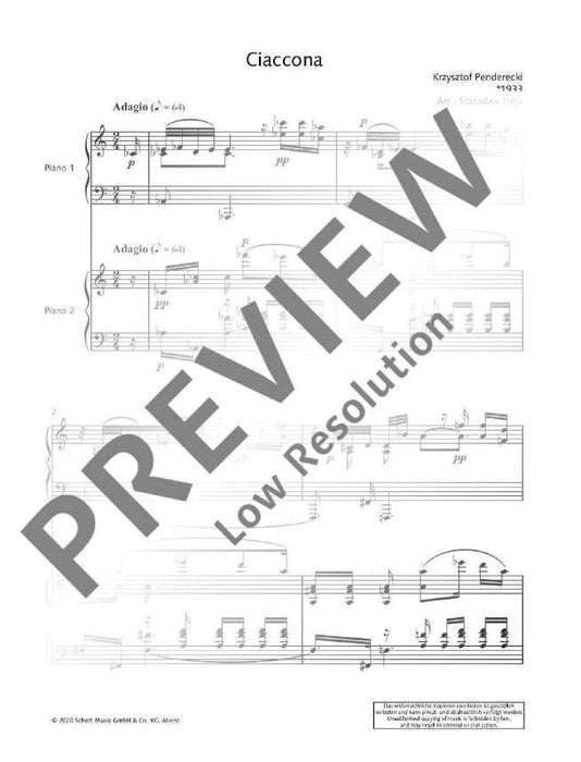 Ciaccona - In memoriam Giovanni Paolo II from Polnisches Requiem 彭德瑞茲基 夏康舞曲 安魂曲 雙鋼琴 朔特版 | 小雅音樂 Hsiaoya Music