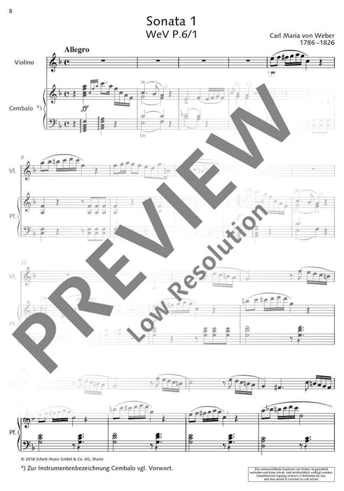Six Sonates progressives WeV P.6 Heft 1 for Violin and Piano 韋伯．卡爾 小提琴鋼琴 小提琴加鋼琴 朔特版 | 小雅音樂 Hsiaoya Music