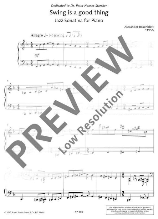 Swing is a good thing Jazz Sonatina for Piano 羅森布拉特．亞歷山大 搖擺樂 爵士音樂小奏鳴曲鋼琴 鋼琴獨奏 朔特版 | 小雅音樂 Hsiaoya Music